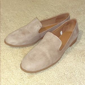 Tan loafer style flats